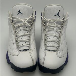 Men’s Laker Air Jordan 13 White and Purple Sneakers